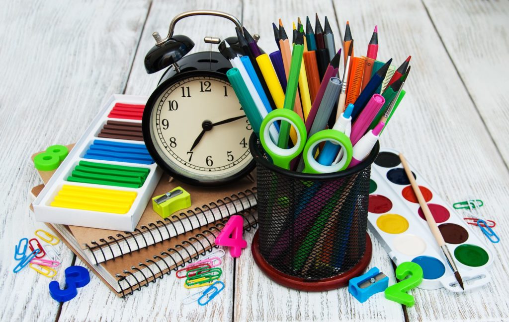 School Supplies on a table