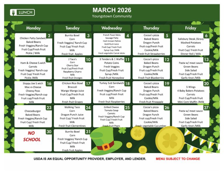 March Lunch Menu