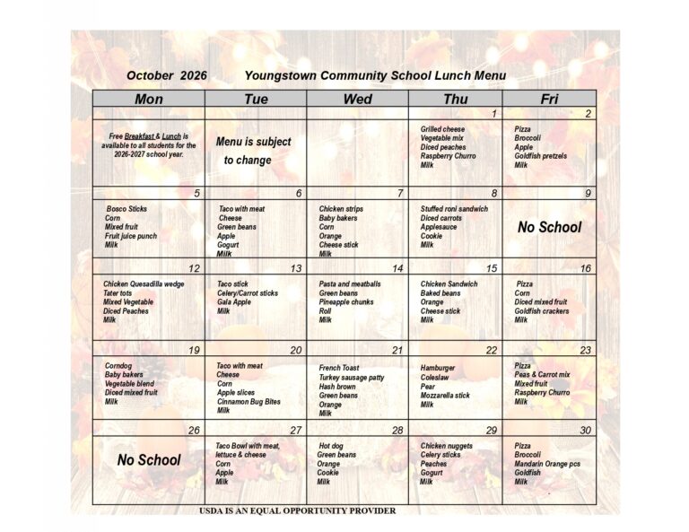 October Lunch Menu